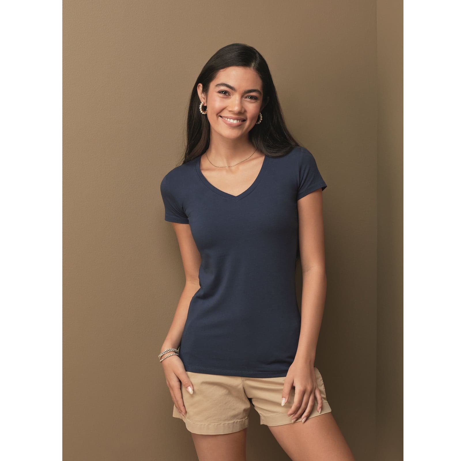 T-shirt col V stretch encolure ample femme — Stedman