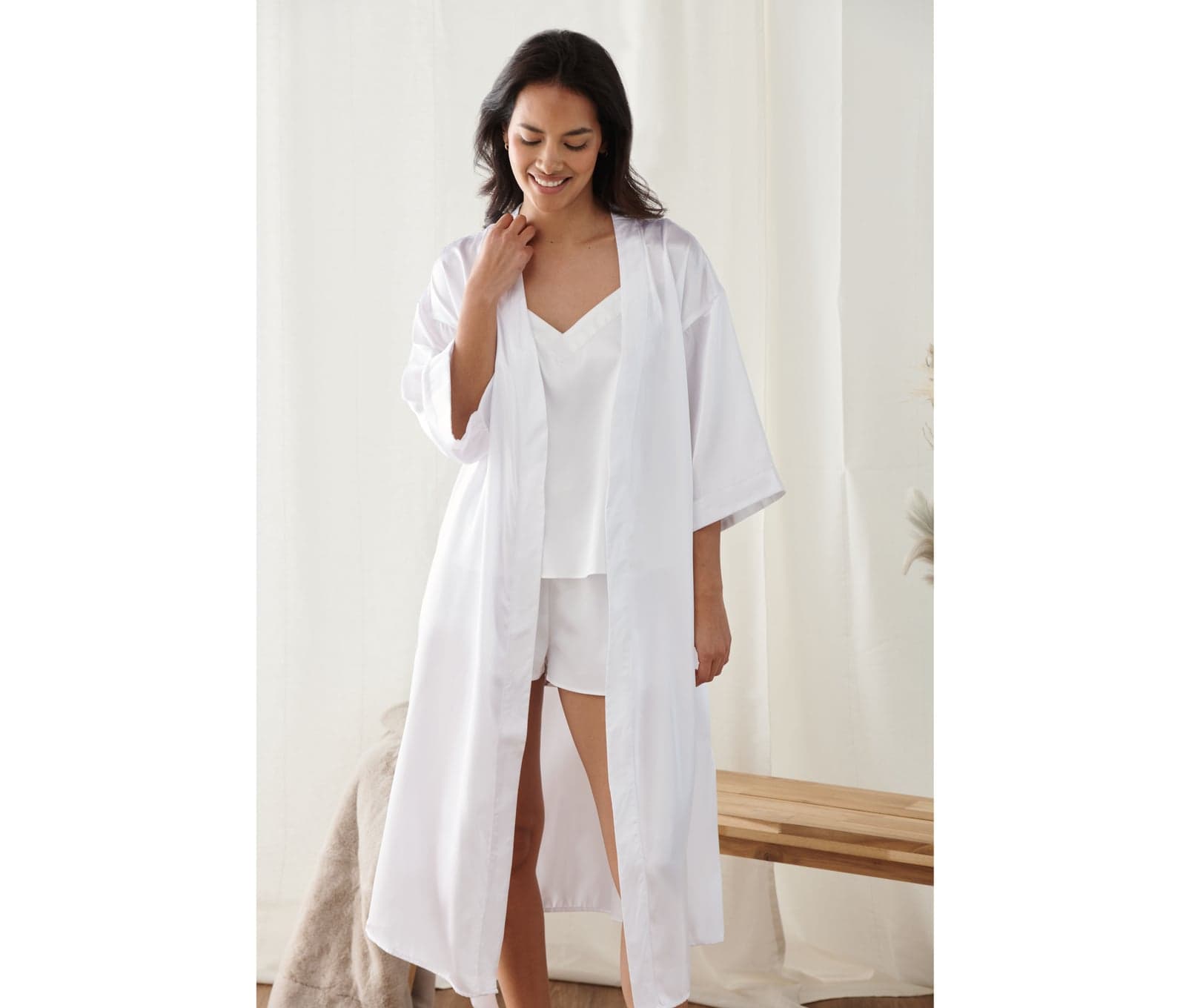 Peignoir kimono satin femme