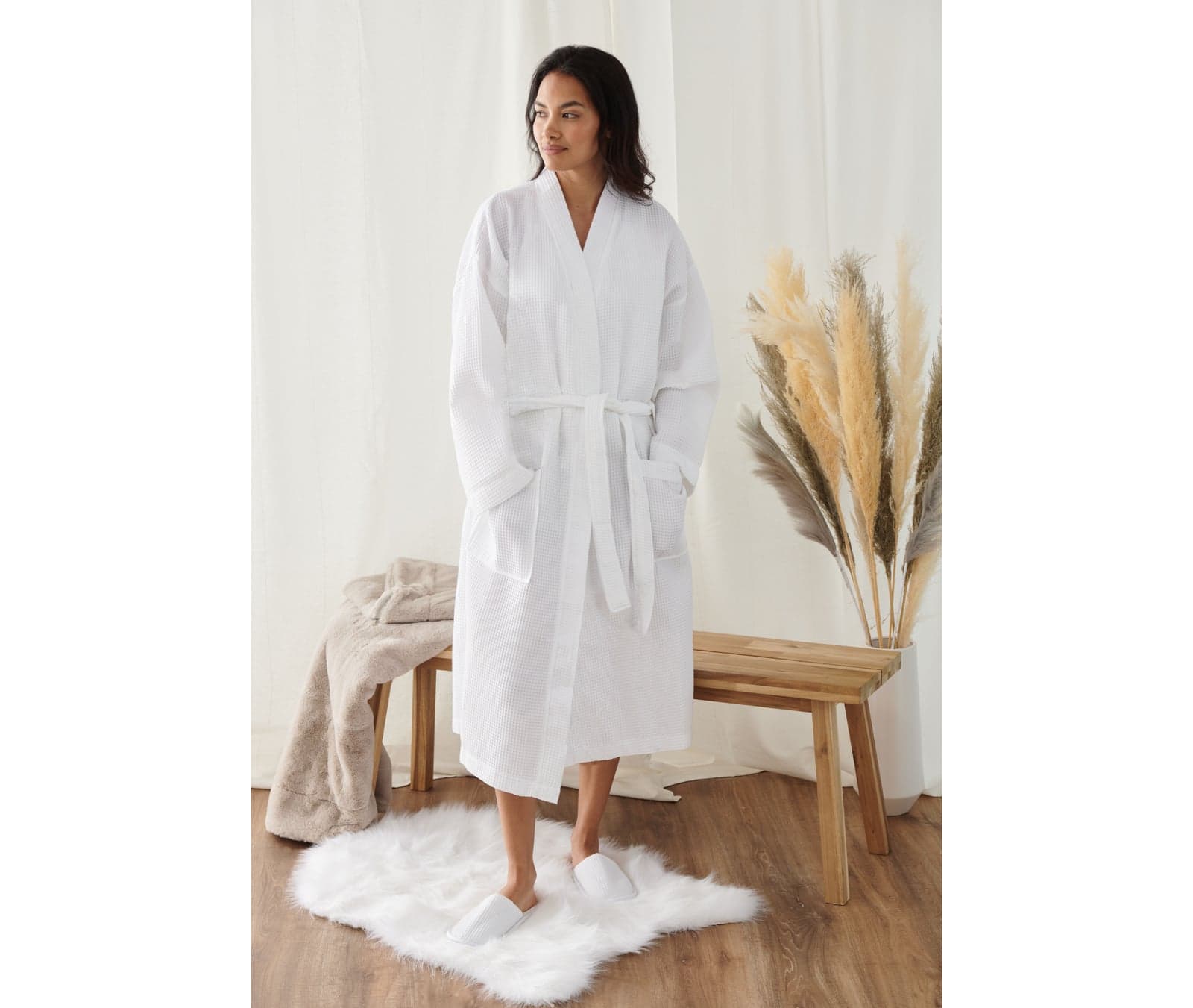 Peignoir kimono nid d'abeille