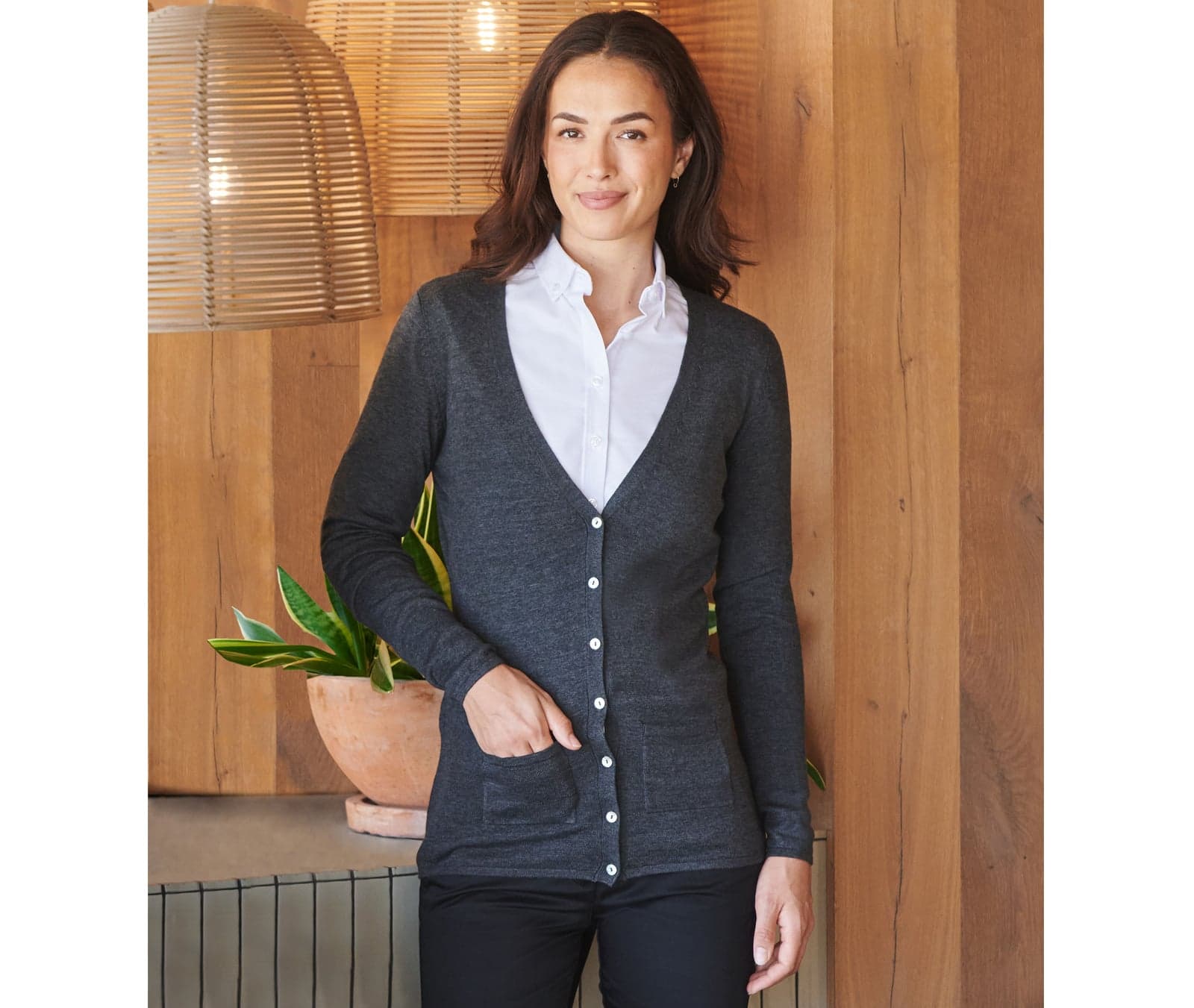 Cardigan boutonné col V femme